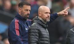 Manchester United’s Erik ten Hag watches his side draw 0-0 with Aston Villa, alongside Ruud van Nistelrooy.