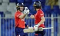 England's Nat Sciver-Brunt and Heather Knight celebrate after winning the match against South Africa.