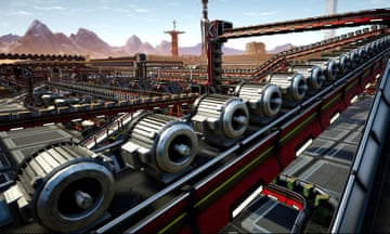 Satisfactory, game, screenshot, a first-person open-world factory building game