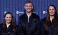 John Mc Fall poses with his European Space Agency class mates of Meganne Christian and Rosemary Coogan