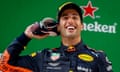 Daniel Ricciardo celebrates after winning the 2018 Chinese Grand Prix in Shanghai