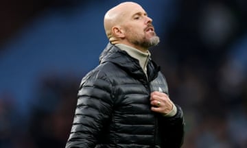 Erik ten Hag reacts after Manchester United’s Premier League draw against Aston Villa.