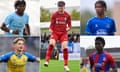 Joel Ndala of Manchester City, Ben Doak of Liverpool, Ishé Samuels-Smith of Everton, David Obou of Crystal Palace and Jimmy Jay Morgan of Southampton