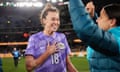 Mackenzie Arnold with Sam Kerr during the friendly match between the Matildas and France at Marvel Stadium