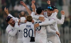 England celebrate their win in the first Test against Pakistan in Rawalpindi in 2022.