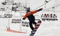 A skier rides down a slope next to a ski lift at Val Thorens, in the French Alps, on November 24, 2019, during the ski station's opening week-end.