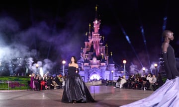 Kylie Jenner presents a creation by Coperni for the Women Ready-to-wear Spring-Summer 2025 collection as part of the Paris Fashion Week, at Disneyland Paris amusement park