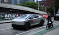 A Tesla Cybertruck on a street.