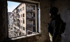 Ukrainian soldiers in the frontline city of Vuhledar in March 2024.