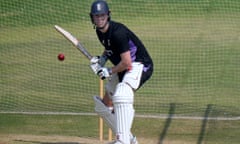 England's Zak Crawley bats during a practice session, in Multan