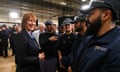 Rachel Reeves meets workers during a factory visit in Chester