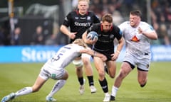 Tobias Elliott attacks for Saracens during the victory against Exeter