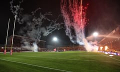 Pre-match fireworks at Hull KR vs Leeds Rhinos in September.