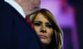 Former president Donald Trump and former first lady Melania Trump on stage at the Republican National Convention in Milwaukee, Wisconsin, in July