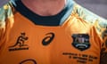 Wallabies jersey on rugby union player