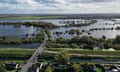 Flooding of the A1101 at Welney in Norfolk